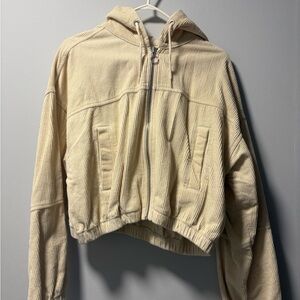 BDG Cream Bomber Jacket with Hood